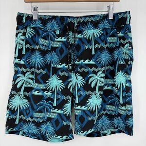 Edgar + Ash Mens Tropical Palm Tree Swim Trunks Shorts All Over Print Medium